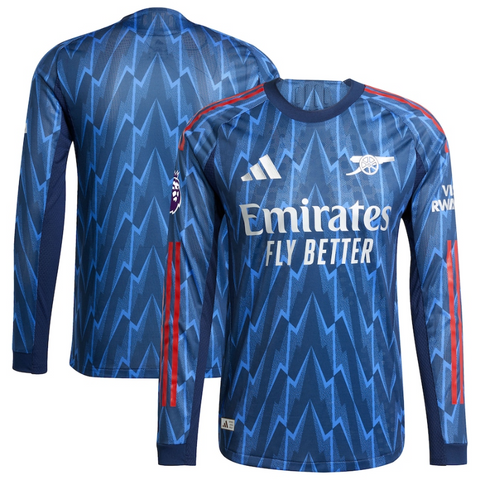 Arsenal adidas 2025/26 Away Authentic Long Sleeve Jersey with Patch - Blue Adidas