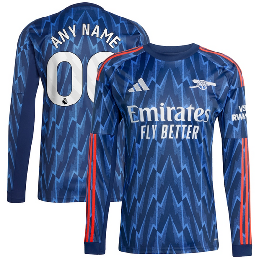 Arsenal adidas 2025/26 Away Long Sleeve Custom Jersey - Blue Adidas